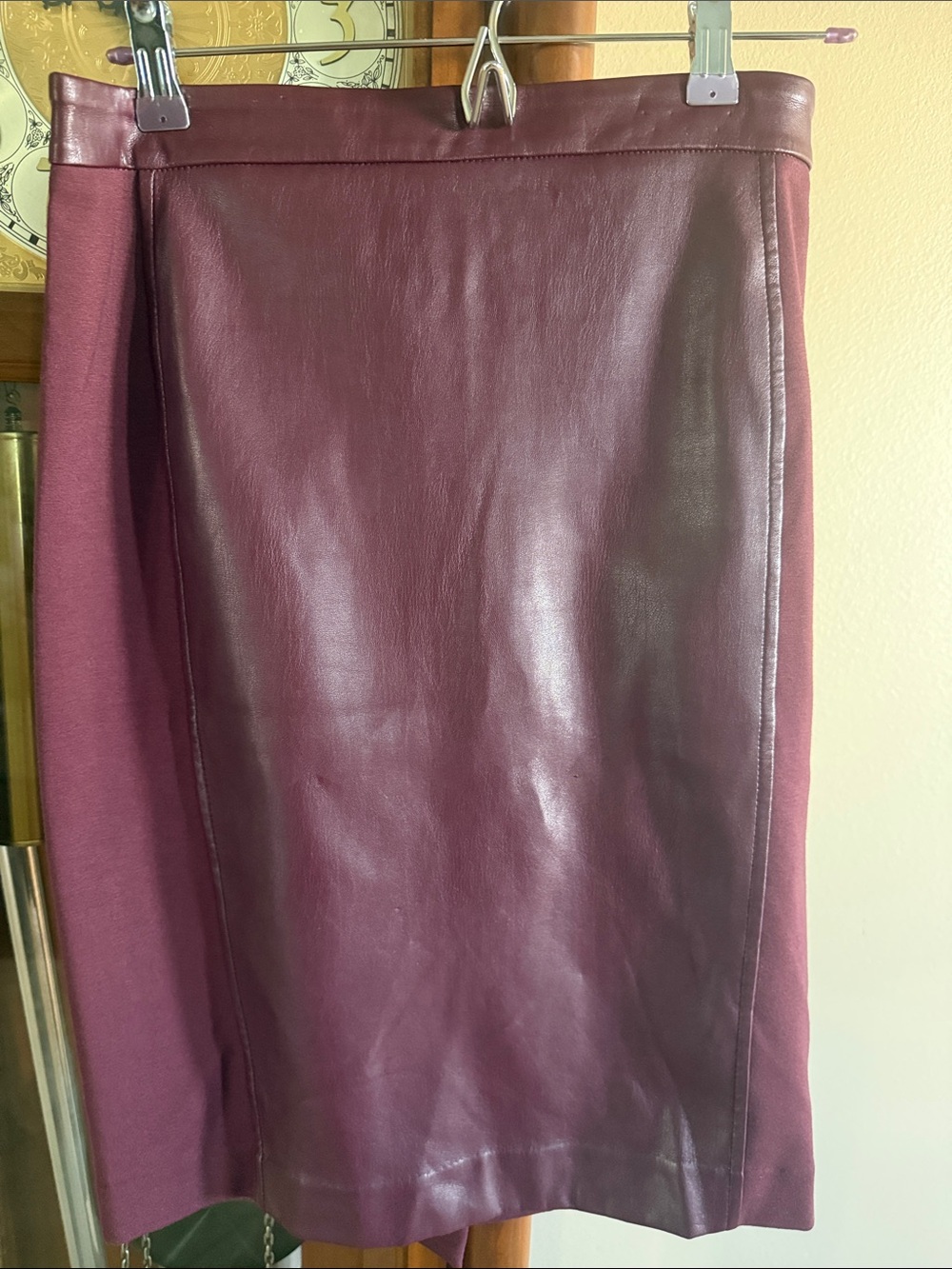 Ann Taylor Wine Faux Leather Pencil Skirt
